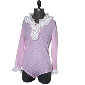 Vintage Ruffle Collar Long Sleeve Bodysuit size VTG 18 Fit's Like a Large
